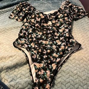 Floral Cut-out Knot One Piece